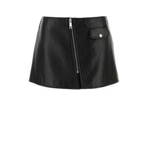 Prada Women Black Leather Mini Skirt